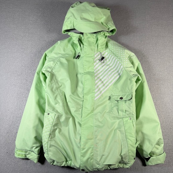 Volcom Womens Ski Snowboard Jacket Lime Green Thermonit Size Small Outdoors - Picture 1 of 14
